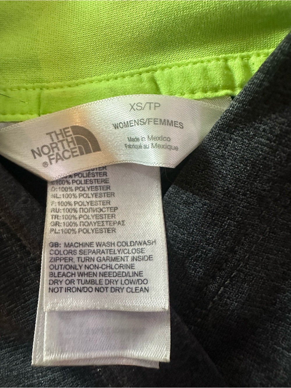 The North Face Charcoal Hoodie with Neon Green Logo - Picture 3 of 3